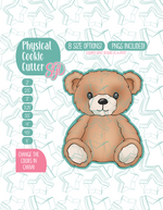 Fuzzy Teddy Bear Cookie Cutter Plaque with PNG Images to Match - Hand Drawn Graphics for Edible Ink Printers