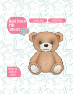 Fuzzy Teddy Bear PNG Image Set for Edible Ink Printers - Hand Drawn Editable Graphics