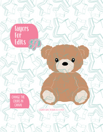 Fuzzy Teddy Bear PNG Image Set for Edible Ink Printers - Hand Drawn Editable Graphics