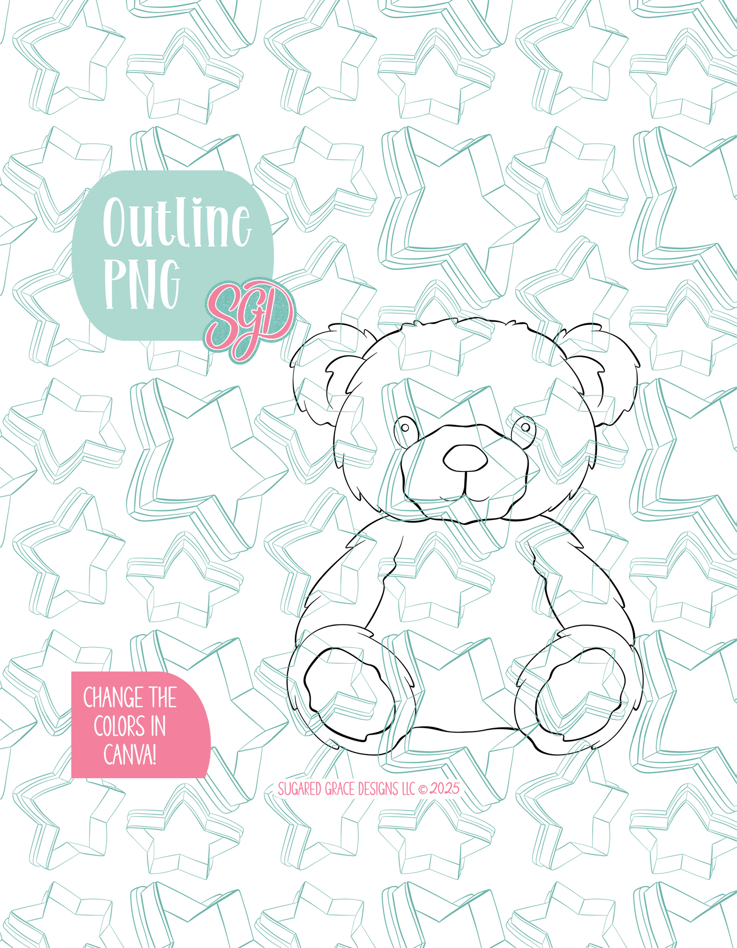 Fuzzy Teddy Bear Cookie Cutter STL File with PNG Images to Match - For 3D Printing and Edible Ink Printers