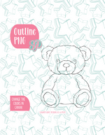 Fuzzy Teddy Bear PNG Image Set for Edible Ink Printers - Hand Drawn Editable Graphics
