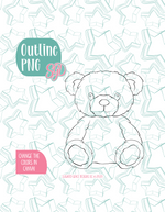 Fuzzy Teddy Bear Cookie Cutter Plaque with PNG Images to Match - Hand Drawn Graphics for Edible Ink Printers