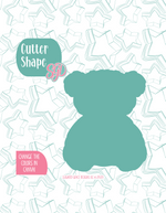 Fuzzy Teddy Bear Cookie Cutter Plaque with PNG Images to Match - Hand Drawn Graphics for Edible Ink Printers