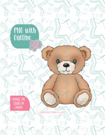 Fuzzy Teddy Bear Cookie Cutter Plaque with PNG Images to Match - Hand Drawn Graphics for Edible Ink Printers