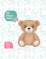 Fuzzy Teddy Bear Cookie Cutter Plaque with PNG Images to Match - Hand Drawn Graphics for Edible Ink Printers