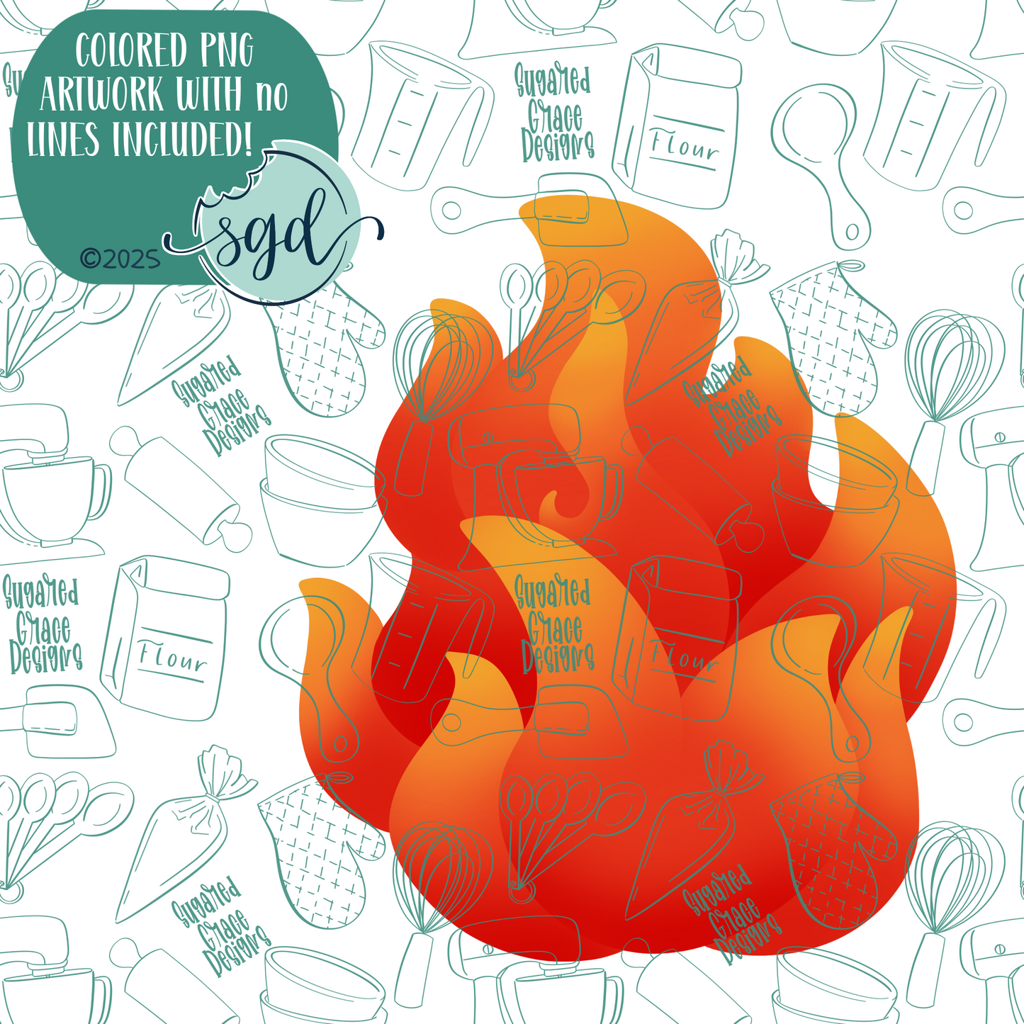 Fire Cookie Cutter with PNG Images to Match - Hand Drawn Graphics for Edible Ink Printers (Copy)