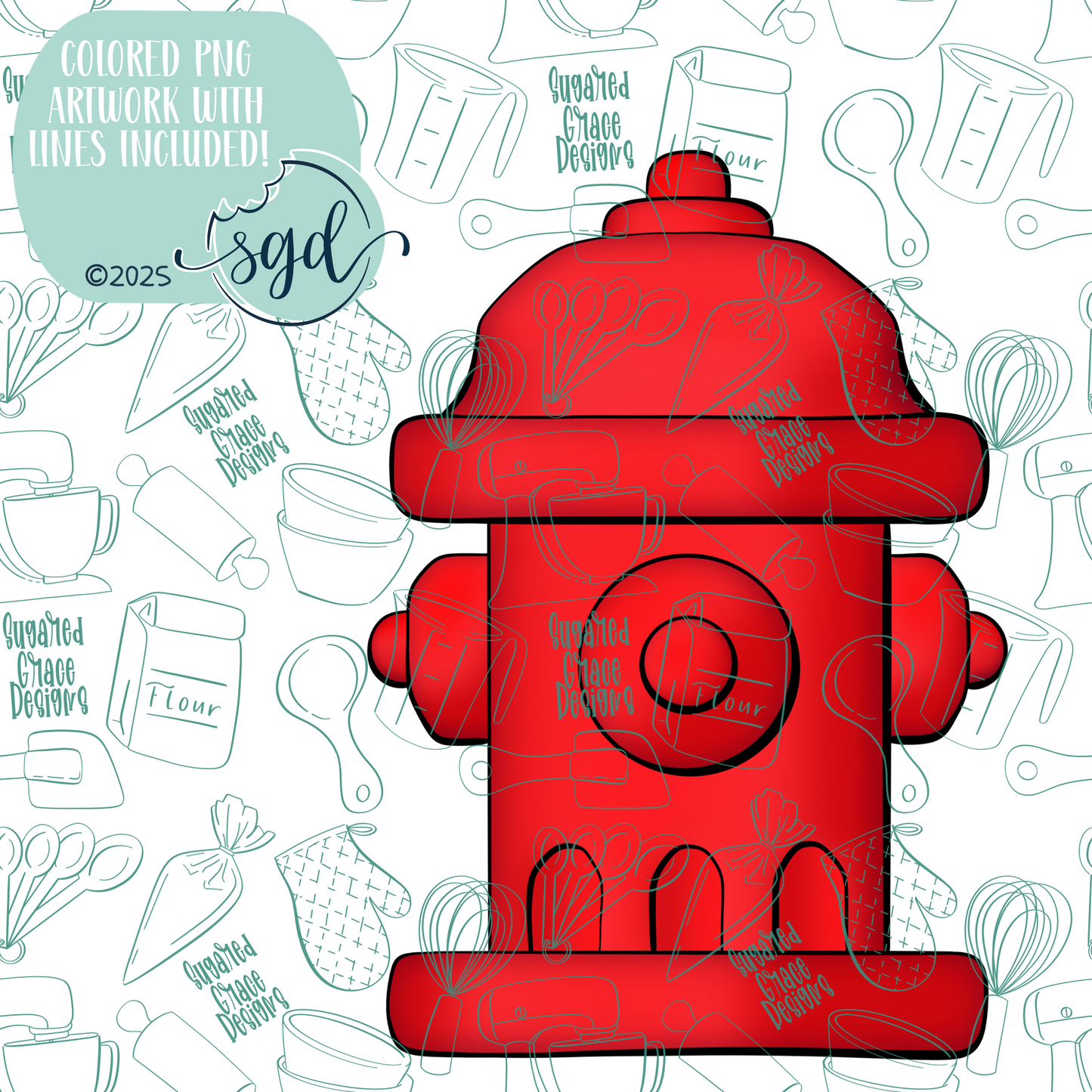 Fire Hydrant Cookie Cutter STL File  with PNG Images to Match - For 3D Printing and Edible Ink Printers