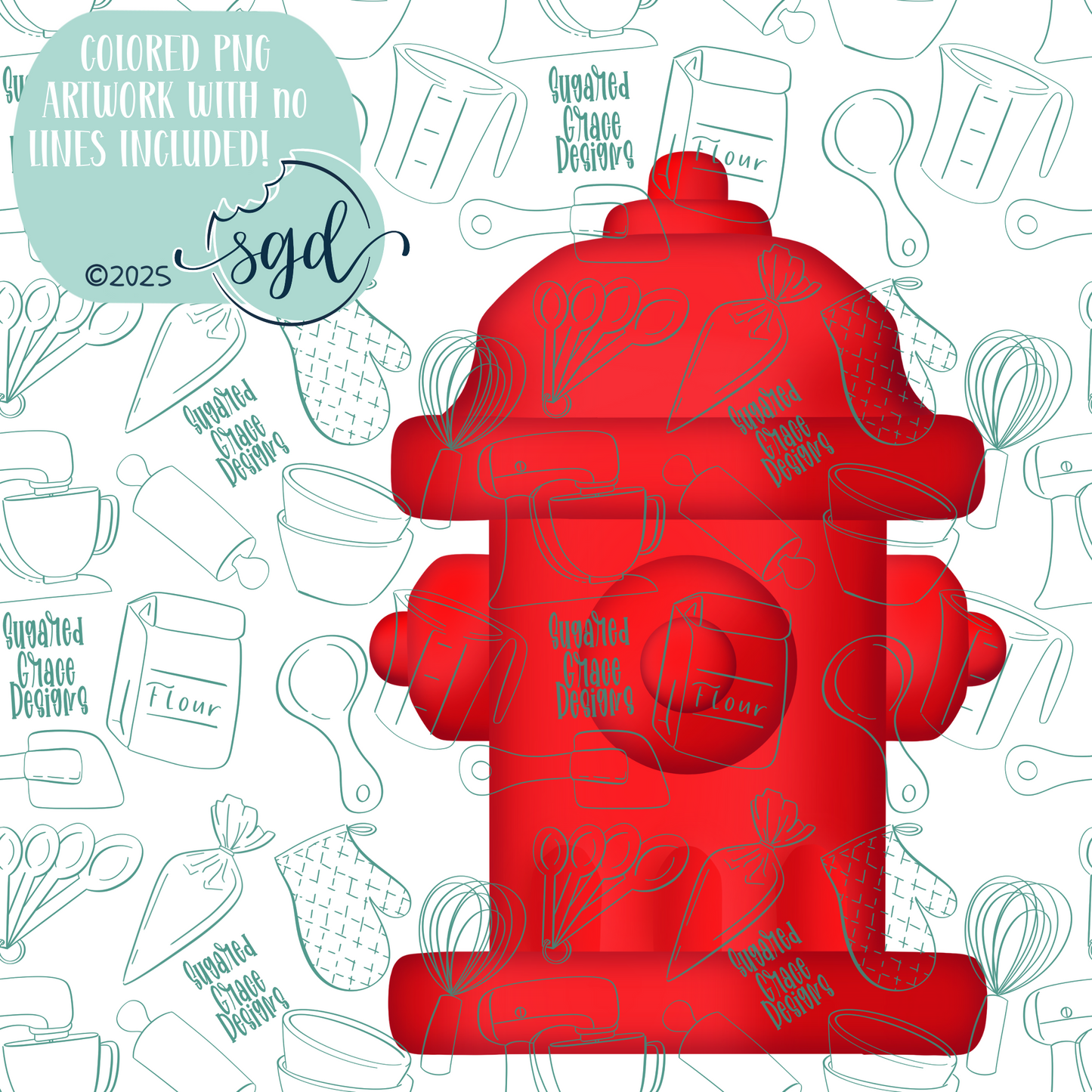 Fire Hydrant Cookie Cutter STL File  with PNG Images to Match - For 3D Printing and Edible Ink Printers