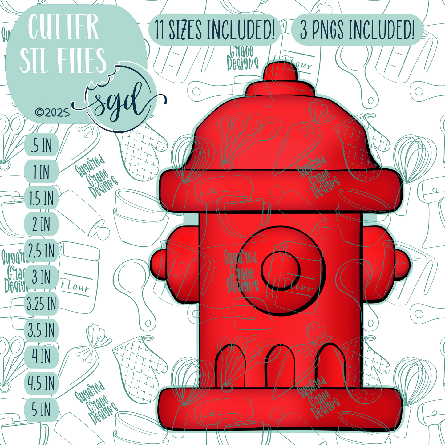 Fire Hydrant Cookie Cutter STL File  with PNG Images to Match - For 3D Printing and Edible Ink Printers