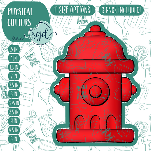 Red Fire Hydrant Cutter with PNG Images to Match - Hand Drawn Graphics for Edible Ink Printers