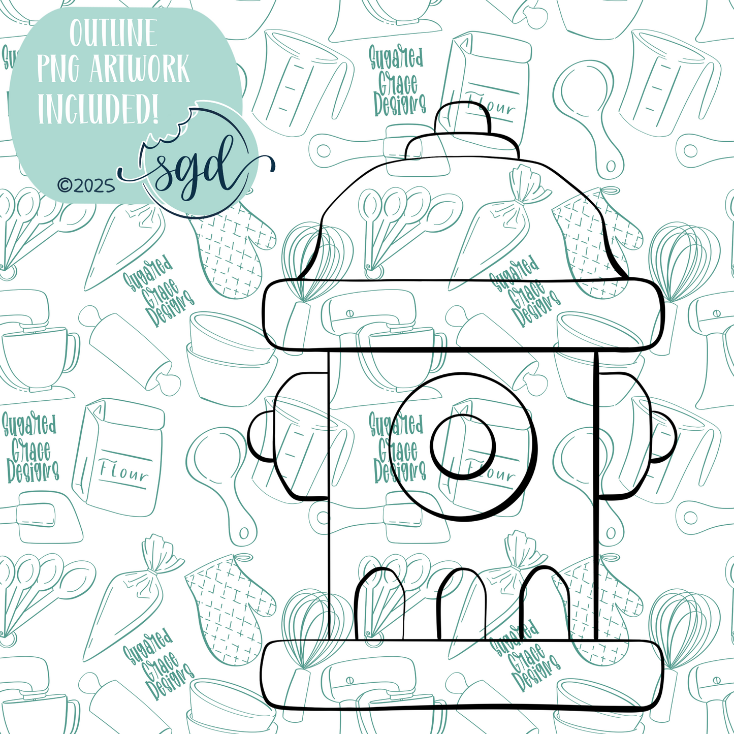 Fire Hydrant Cookie Cutter STL File  with PNG Images to Match - For 3D Printing and Edible Ink Printers