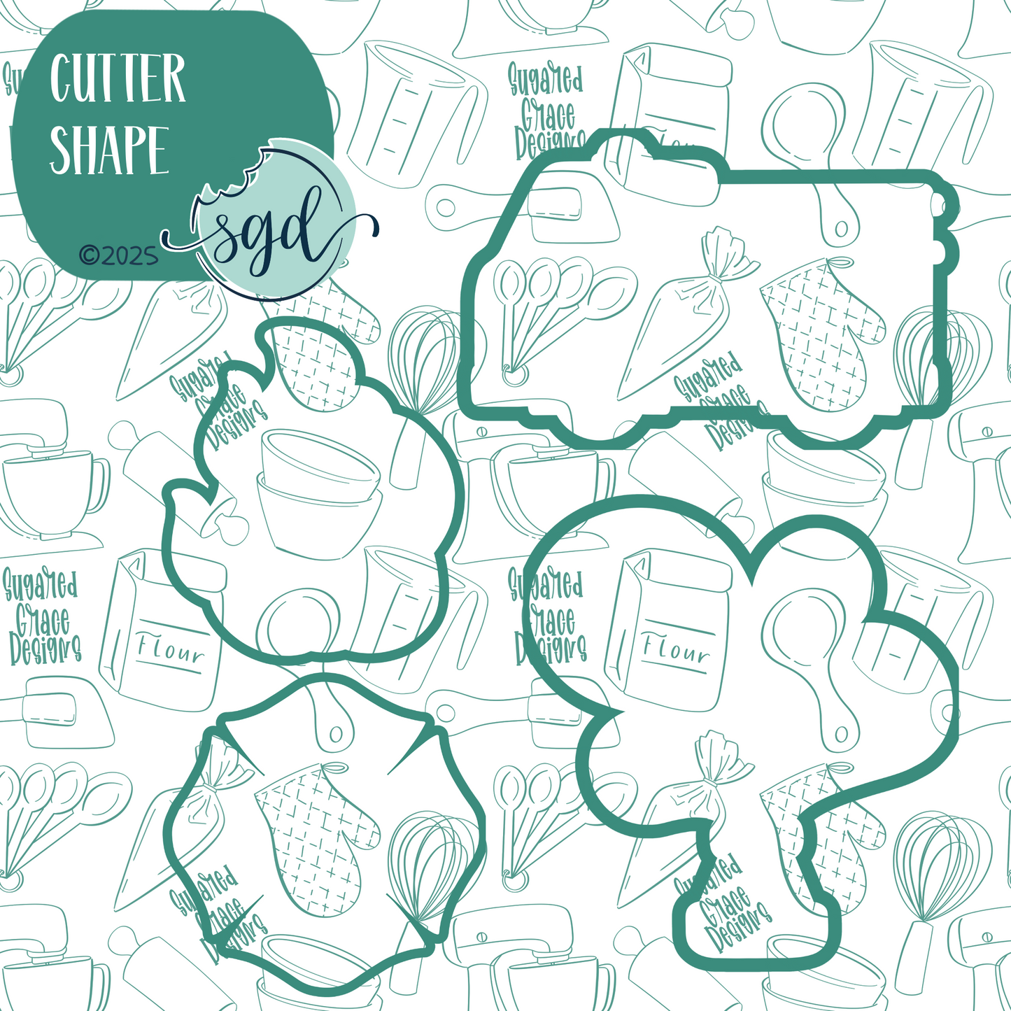 Fire Rescue Cookie Cutter Set of 4 with PNG Images to Match - Hand Drawn Graphics for Edible Ink Printers