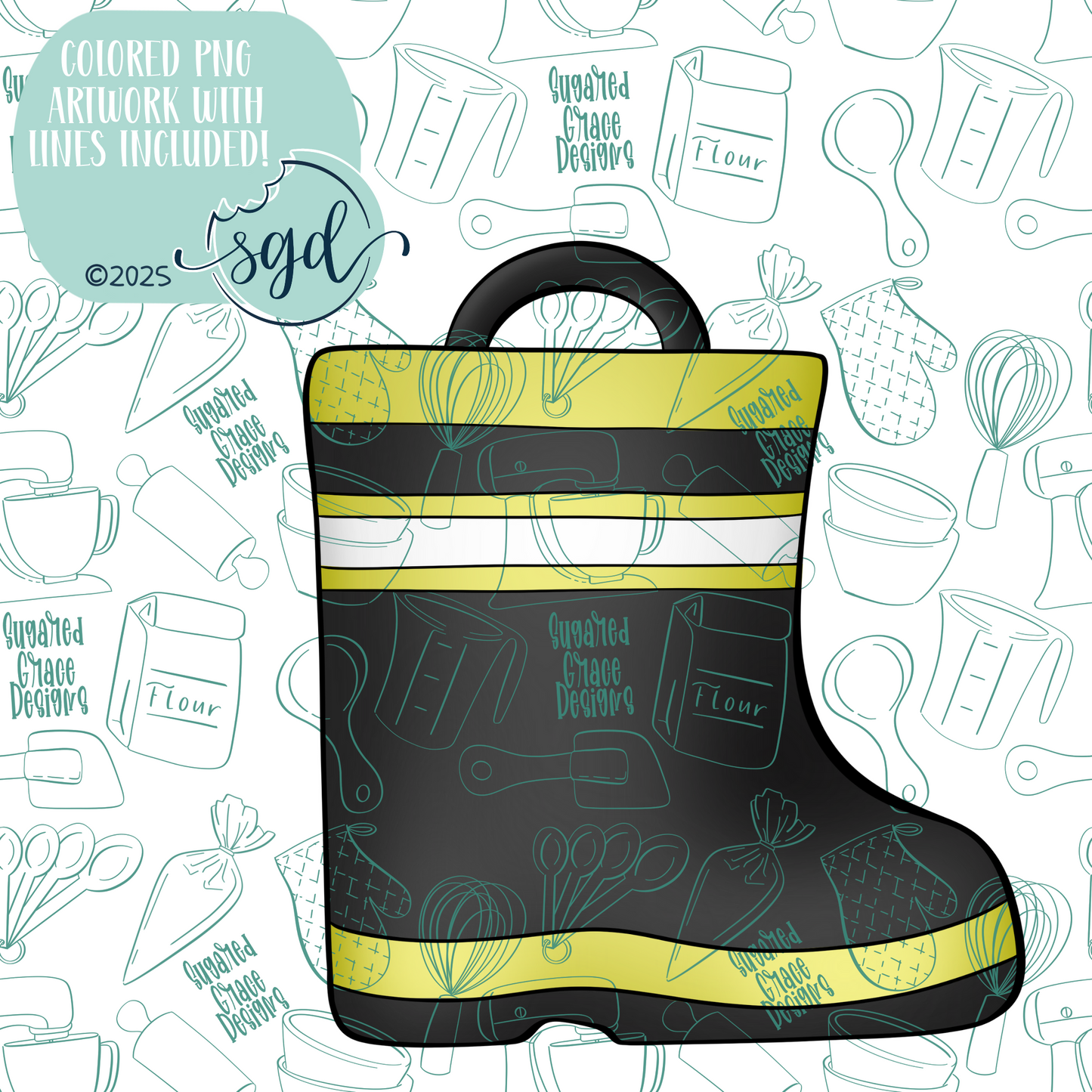 Fireman Boot Cookie Cutter STL File with PNG Images to Match - For 3D Printing and Edible Ink Printers