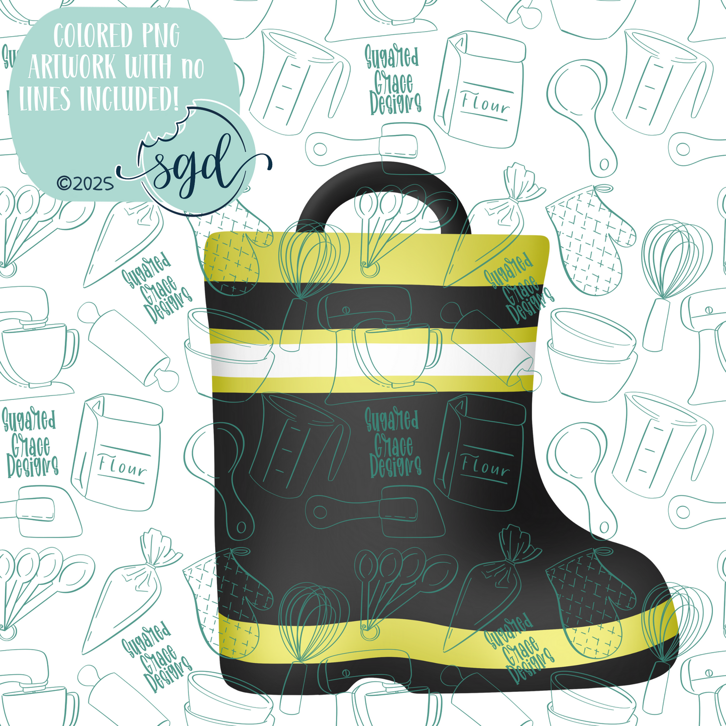 Fireman Boot Cookie Cutter STL File with PNG Images to Match - For 3D Printing and Edible Ink Printers