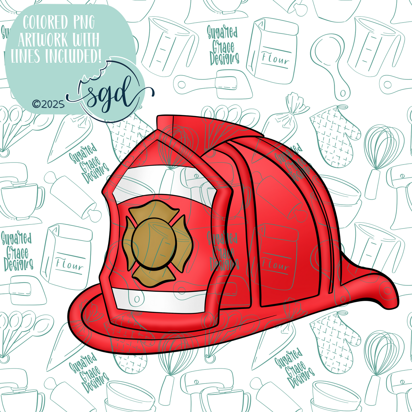 Fireman Hat Cookie Cutter STL File with PNG Images to Match - For 3D Printing and Edible Ink Printers