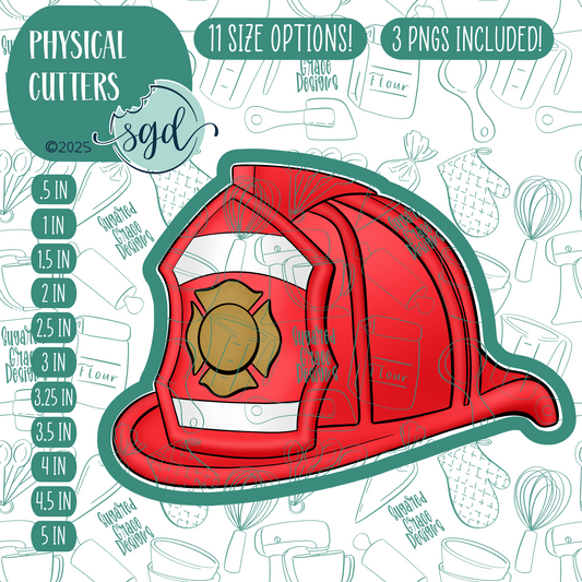 Fireman Hat Cookie Cutter with PNG Images to Match - Hand Drawn Graphics for Edible Ink Printers