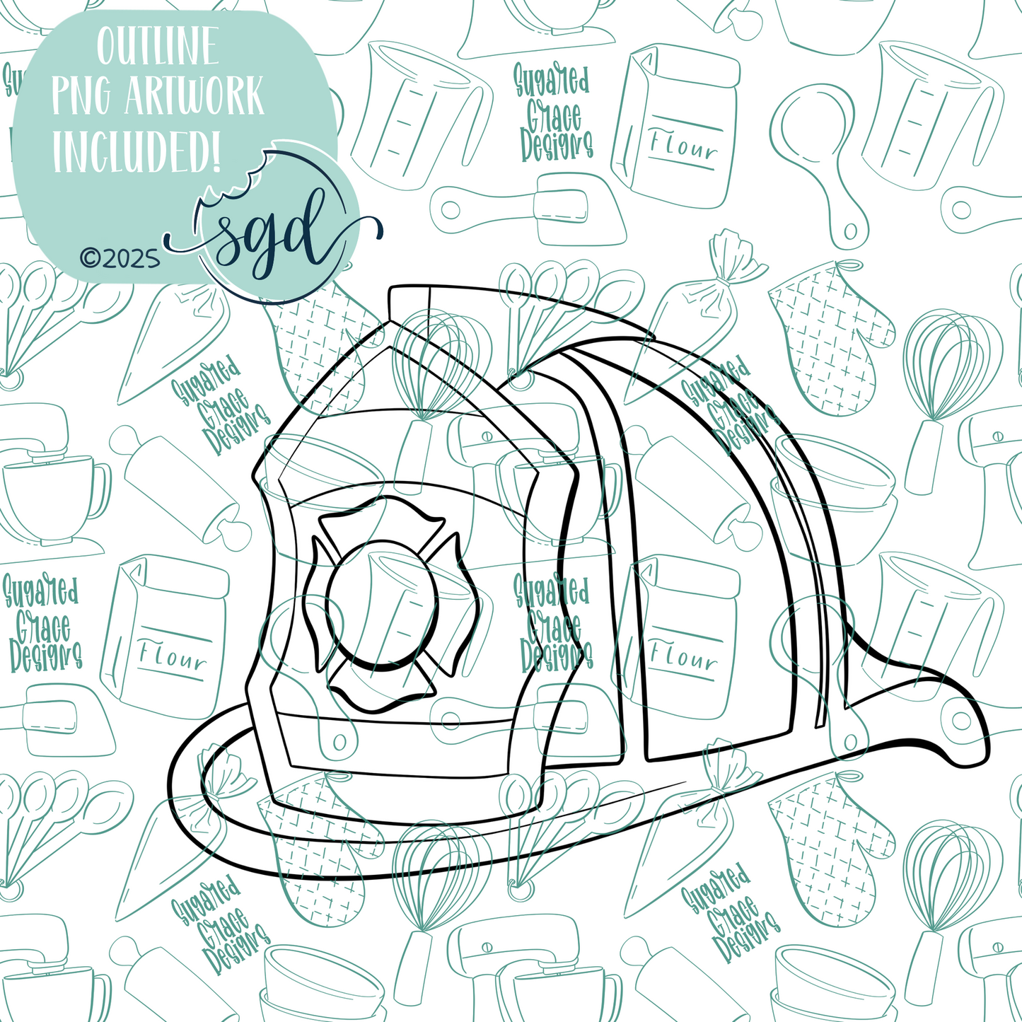 Fireman Hat Cookie Cutter STL File with PNG Images to Match - For 3D Printing and Edible Ink Printers