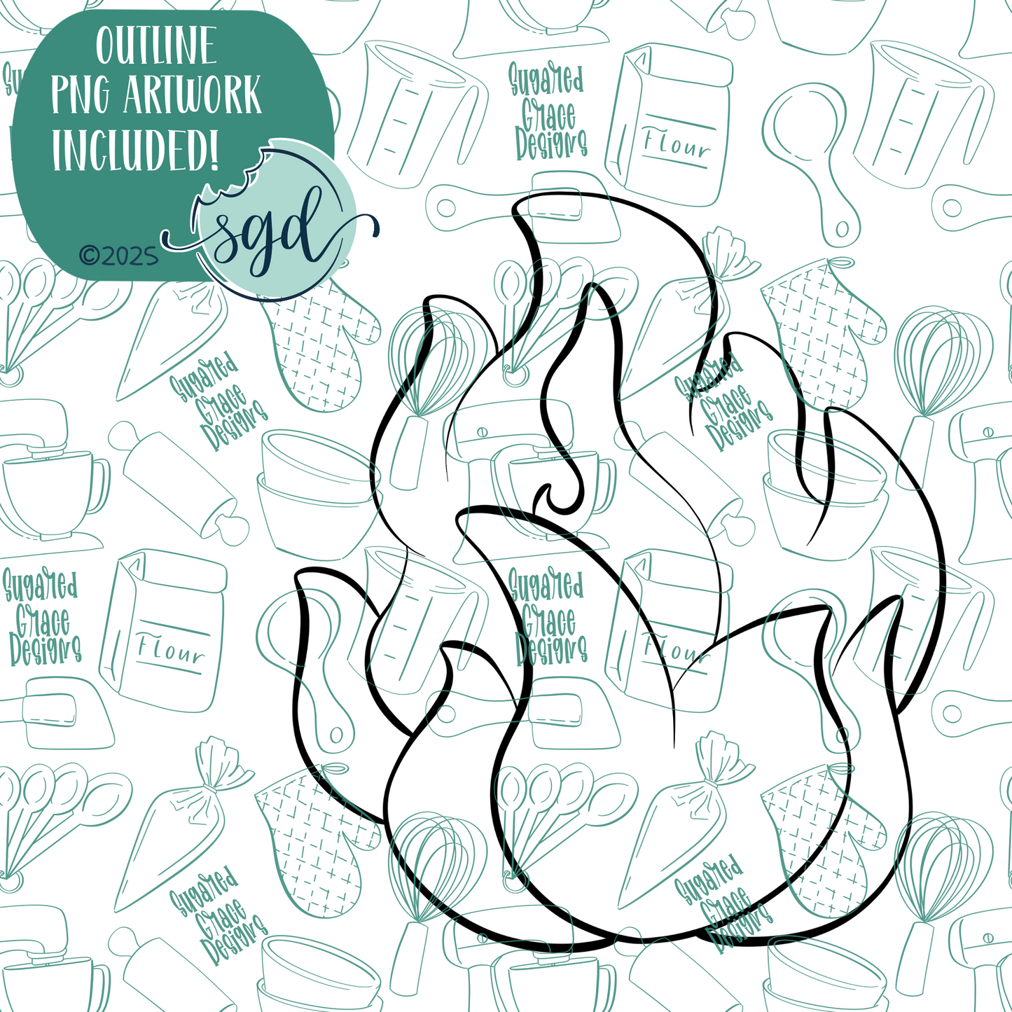 Fire Cookie Cutter with PNG Images to Match - Hand Drawn Graphics for Edible Ink Printers (Copy)