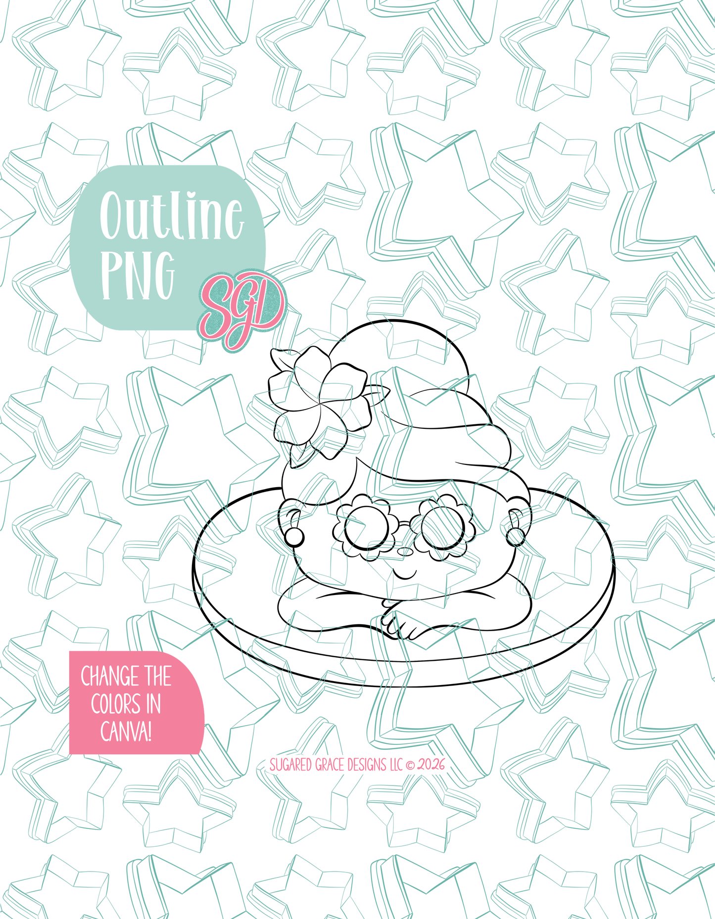 Pool Float Mrs Claus or Granny Cookie Cutter STL and Matching PNG Image