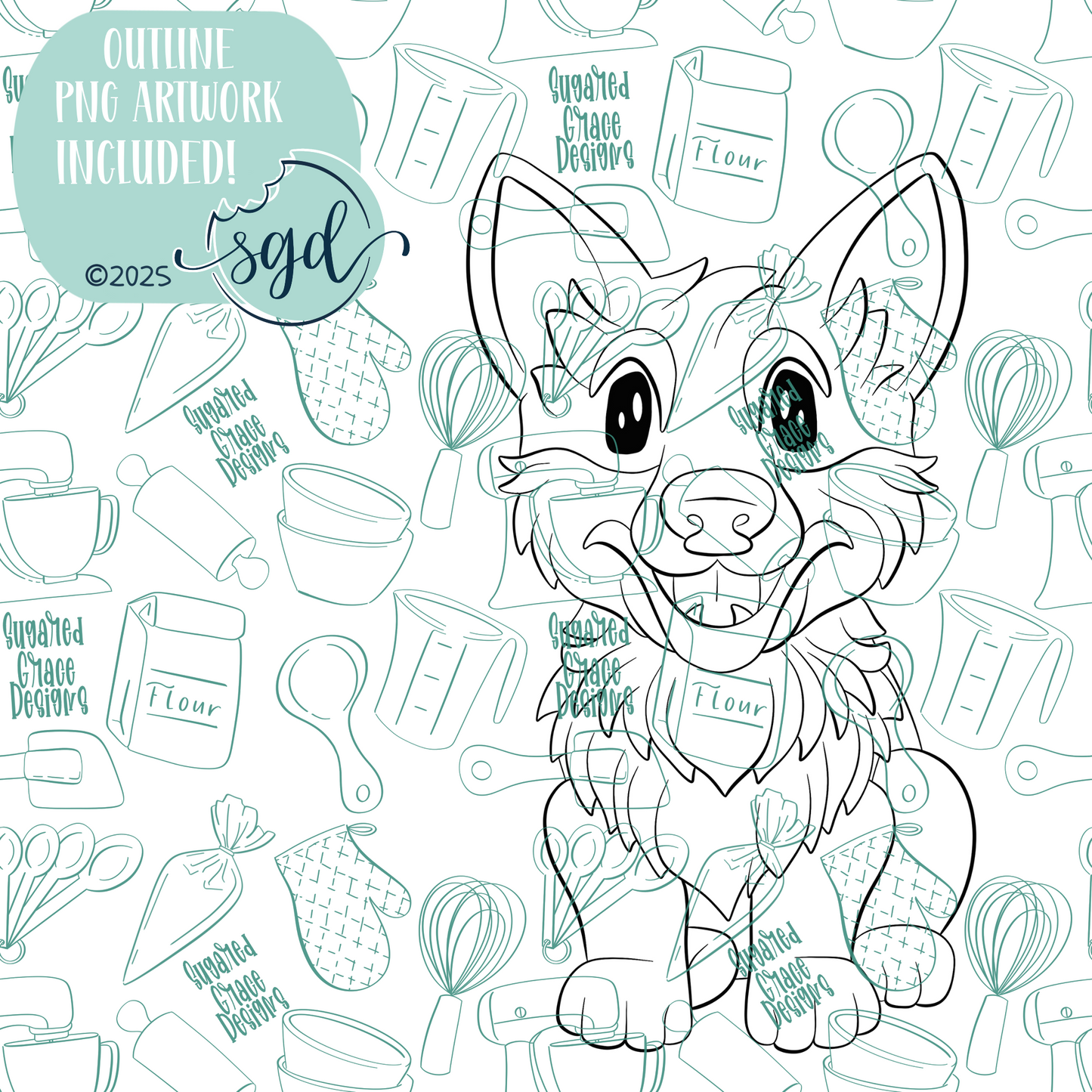 German Shepherd Dog Cookie Cutter STL File with PNG Images to Match - For 3D Printing and Edible Ink Printers