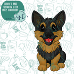German Shepherd Dog Cookie Cutter with PNG Images to Match - Hand Drawn Graphics for Edible Ink Printers