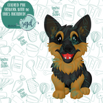 German Shepherd Dog Cookie Cutter with PNG Images to Match - Hand Drawn Graphics for Edible Ink Printers