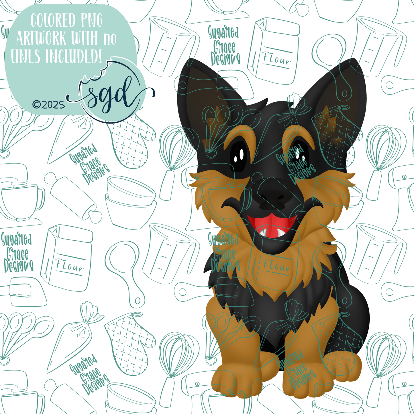 German Shepherd Dog Cookie Cutter STL File with PNG Images to Match - For 3D Printing and Edible Ink Printers