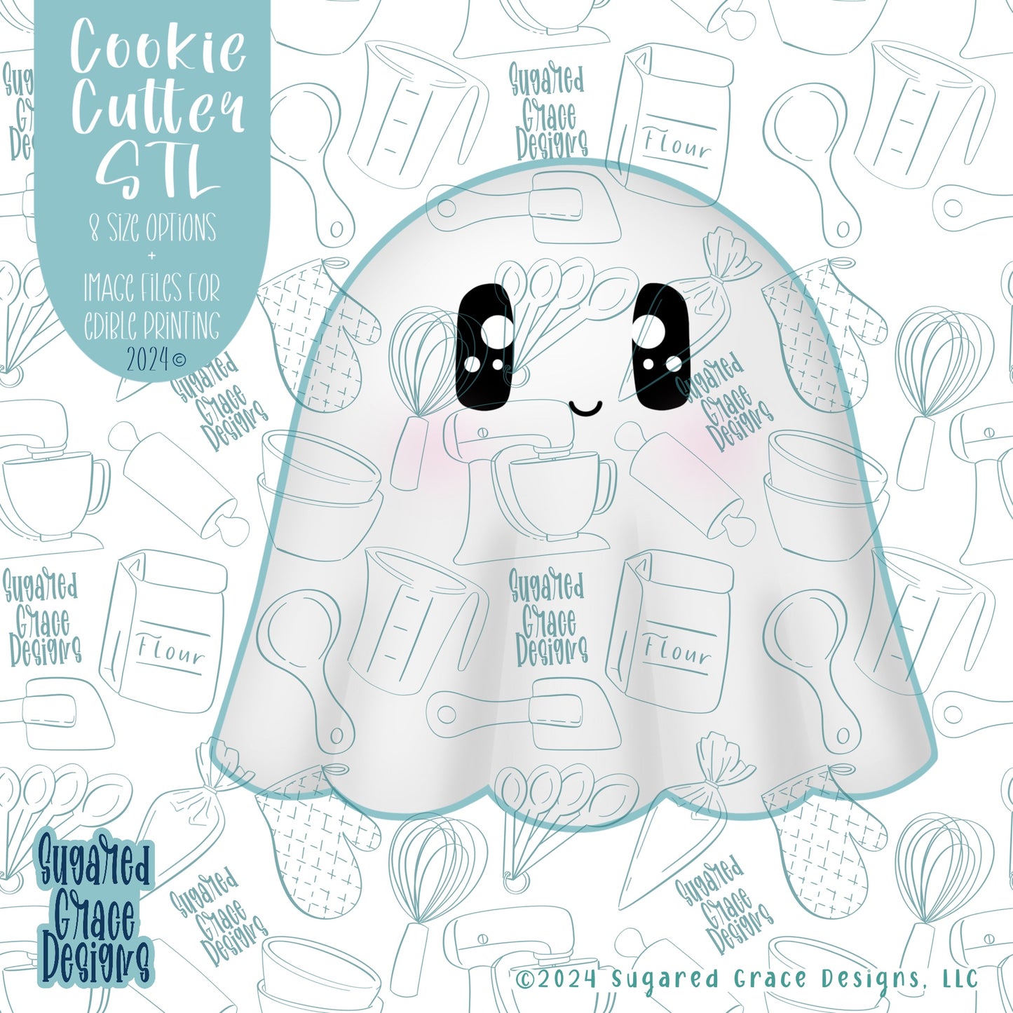 Ghost Cookie Cutter STL Files for 3D Printing with Matching Printable PNG Images for Edible Ink Printers Including Eddie
