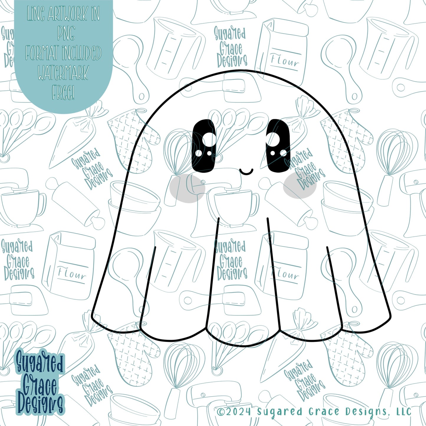 Ghost Cookie Cutter STL Files for 3D Printing with Matching Printable PNG Images for Edible Ink Printers Including Eddie