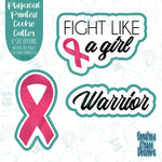 Breast cancer fight like a girl warrior cookie cutter with png images for edible printers including Eddie