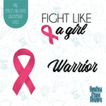 Breast cancer fight like a girl warrior cookie cutter with png images for edible printers including Eddie