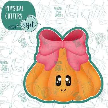 Girly Squash Pumpkin with Bow Cookie Cutter with Matching Printable PNG Images for Edible Ink Printers Including Eddie