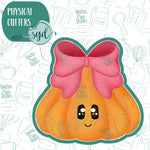 Girly Squash Pumpkin with Bow Cookie Cutter with Matching Printable PNG Images for Edible Ink Printers Including Eddie