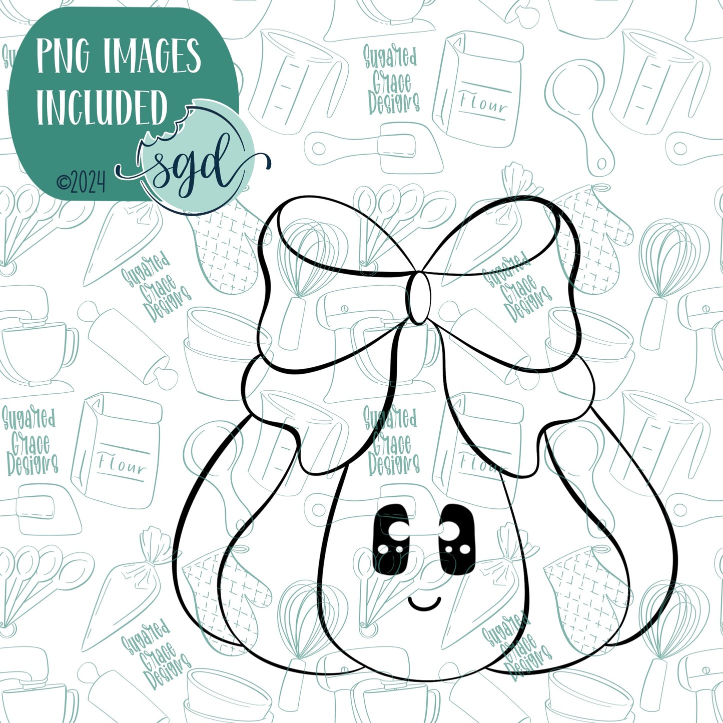 Girly Squash Pumpkin with Bow Cookie Cutter with Matching Printable PNG Images for Edible Ink Printers Including Eddie
