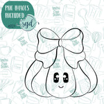 Girly Squash Pumpkin with Bow Cookie Cutter with Matching Printable PNG Images for Edible Ink Printers Including Eddie