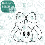 Girly Squash Pumpkin with Bow Cookie Cutter with Matching Printable PNG Images for Edible Ink Printers Including Eddie