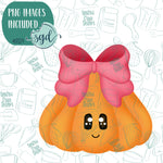 Girly Squash Pumpkin with Bow Cookie Cutter with Matching Printable PNG Images for Edible Ink Printers Including Eddie