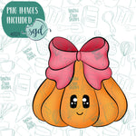 Girly Squash Pumpkin with Bow Cookie Cutter with Matching Printable PNG Images for Edible Ink Printers Including Eddie