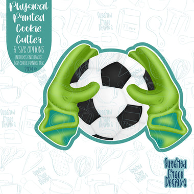 Goalie Gloves with Soccer Ball Cookie Cutter with Matching PNG Images for Edible Ink Printers Including Eddie