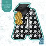 Graduation Alphabet Cookie Cutter with Matching PNG Images for Edible Ink Printers Including Eddie