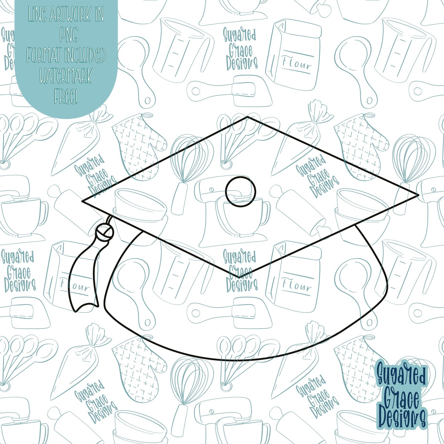 Graduation Cap Cookie Cutter STL Files for 3D Printing with Matching Printable PNG Images for Edible Ink Printers Including Eddie