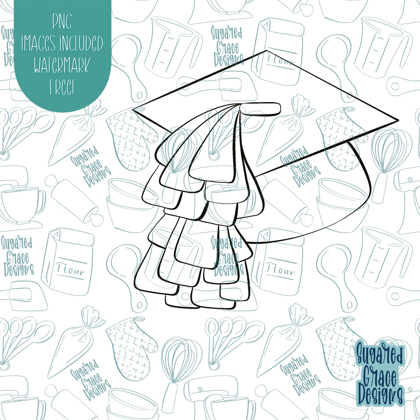 Graduation Cap Cookie Cutter with Matching PNG Images for Edible Ink Printers Including Eddie
