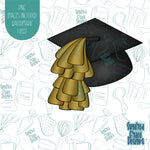 Graduation Cap Cookie Cutter with Matching PNG Images for Edible Ink Printers Including Eddie