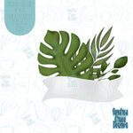 Monstera Leaf Greenery Banner Cookie Cutter STL File for 3D Printing with Matching Printable PNG Images