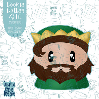 Green Wiseman and/or King Cookie Cutter STL Files for 3D Printing with Matching Printable PNG Images for Edible Ink Printers Including Eddie