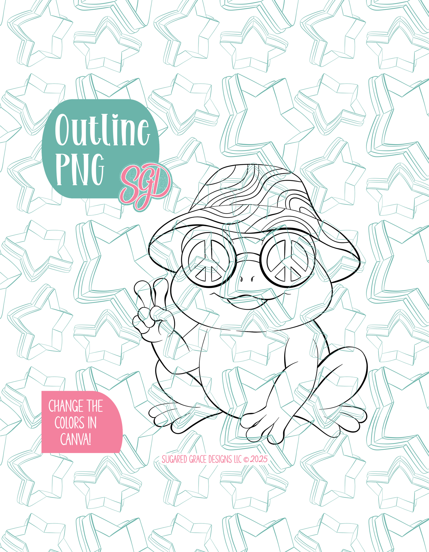 Groovy Frog Cookie Cutter with matching PNG