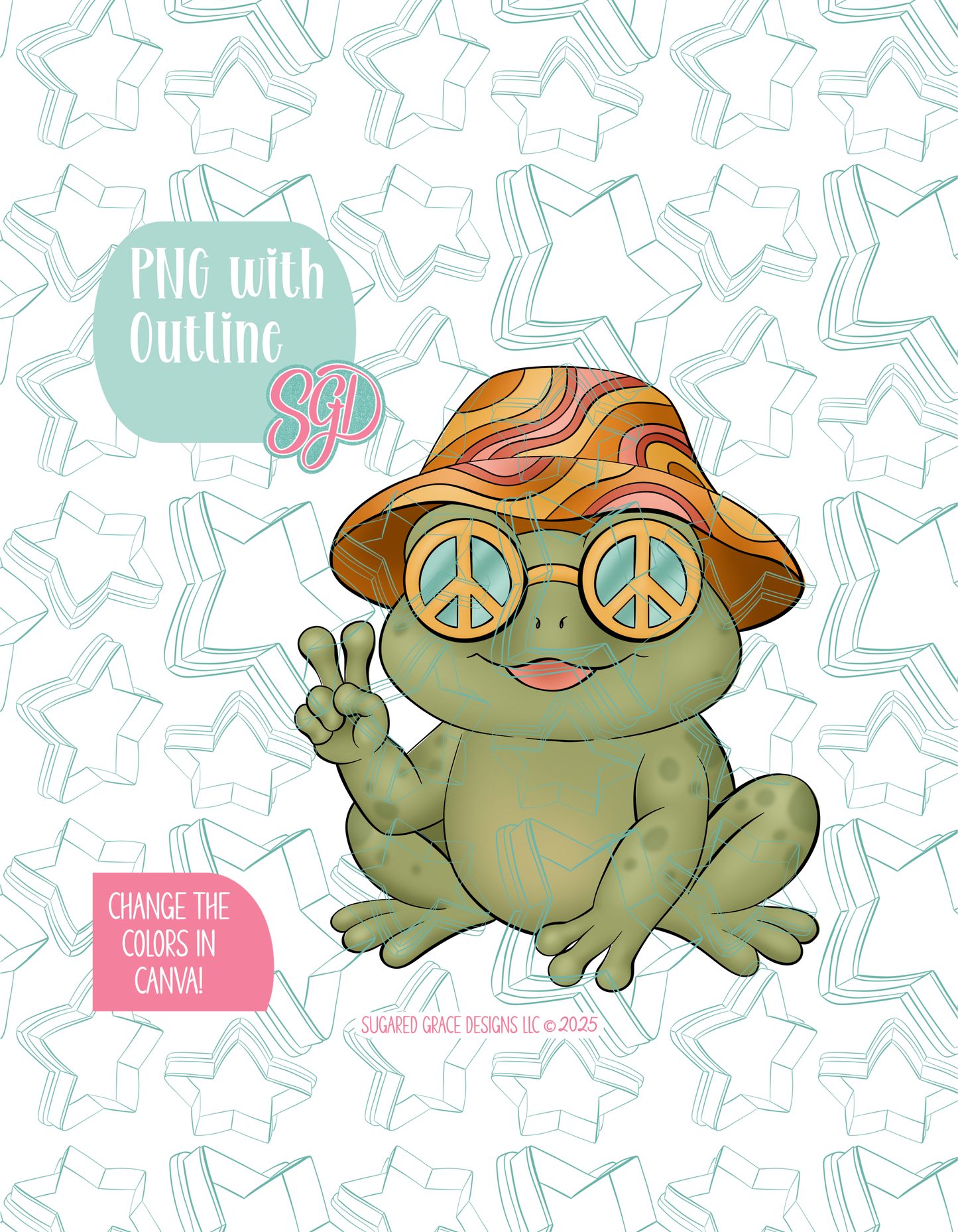 Groovy Frog Cookie Cutter STL and PNG set