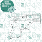 Hand Gun Cookie Cutter with PNG Images to Match - Hand Drawn Graphics for Edible Ink Printers