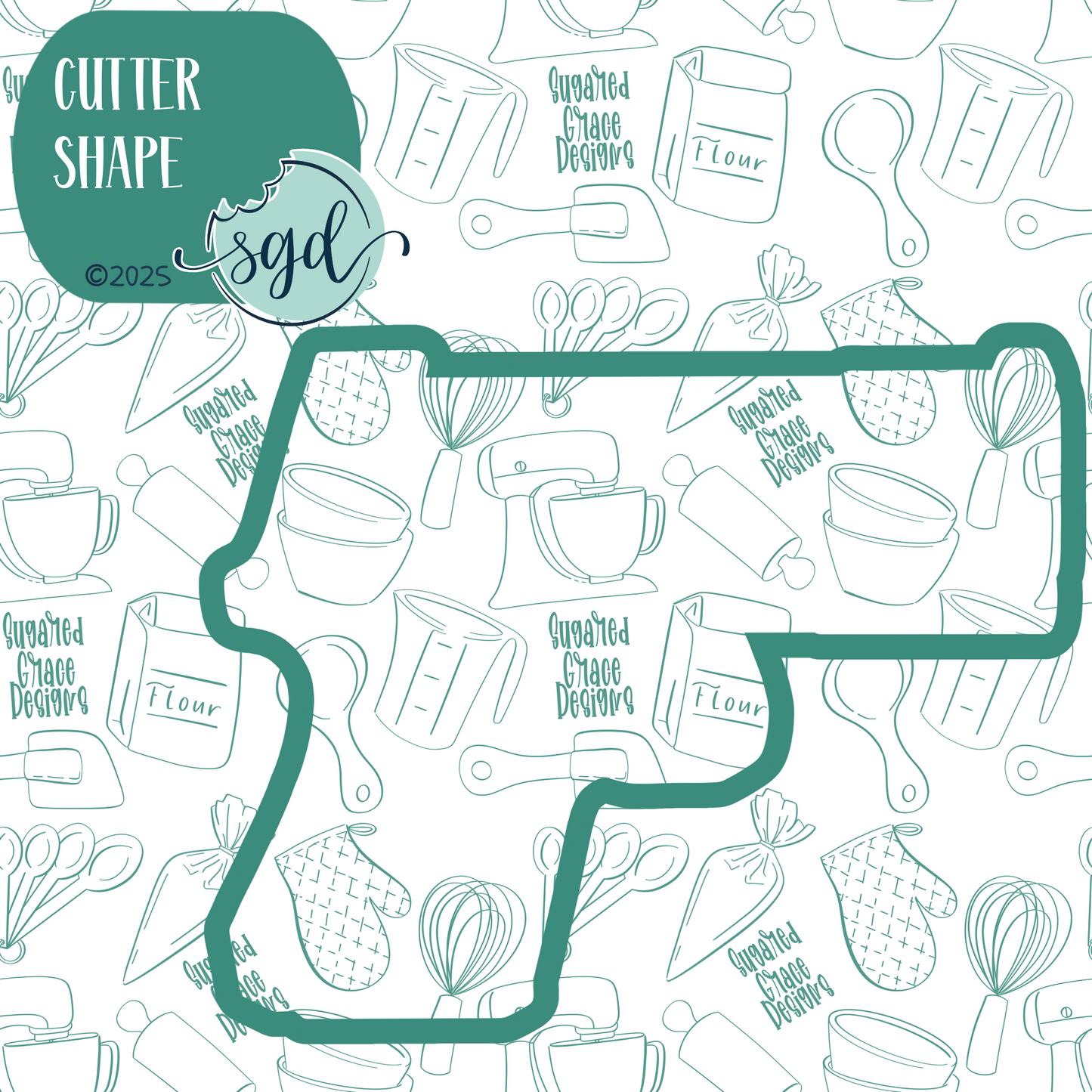 Hand Gun Cookie Cutter with PNG Images to Match - Hand Drawn Graphics for Edible Ink Printers
