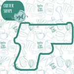 Hand Gun Cookie Cutter with PNG Images to Match - Hand Drawn Graphics for Edible Ink Printers